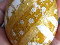 Spiral Birds and Blooms Chiyogami Ukrainian Style Easter Egg Pysanky by So Jeo : Pysanky Pysanka Ukrainian Easter egg batik ukrainian easter art batik  eggshell kimono chiyogami washi origami fans cranes birds blooms gold leaf sojeo leblond artist